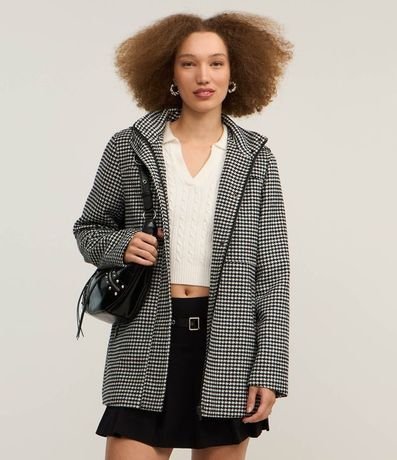 Capucha Largo en Polivelour Pied de Poule con Capucha 3