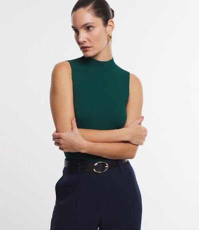 Blusa Musculosa Básica de Punto con Cuello Alto 2