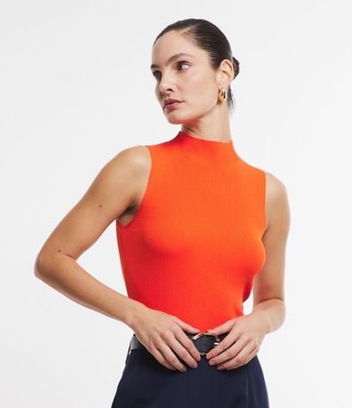 Blusa Musculosa Básica de Punto con Cuello Alto 4