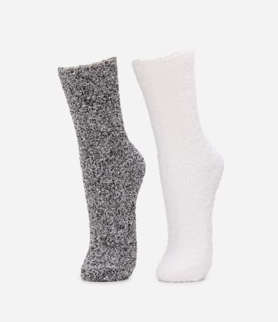 Kit 02 Medias Caña Larga en Chenille Felpudo