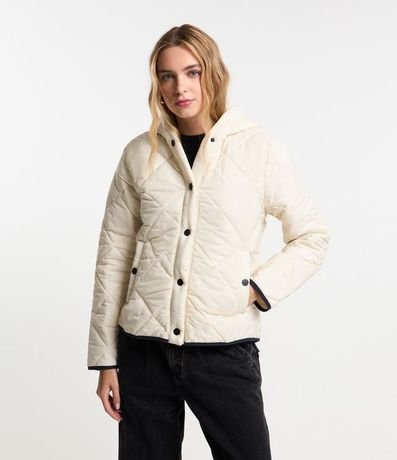 Campera en Microfibra Capitoneada con Contraste en la Parte Baja
