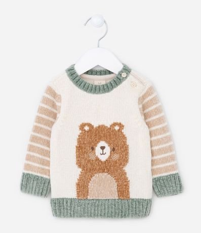 Buzo Infantil en Punto con Estampado en Oso - Talle 0 al 18 meses