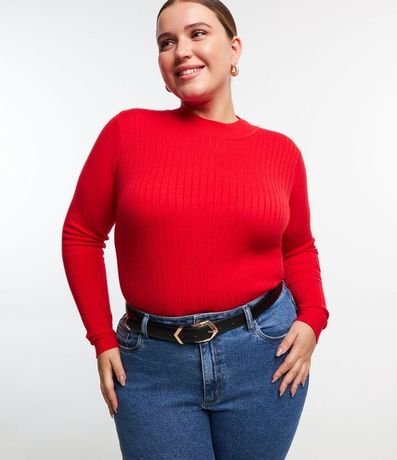 Suéter Slim de Punto Acanalado Curve & Plus Size