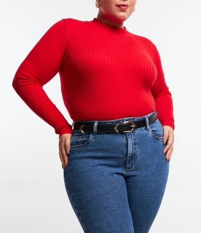 Suéter Slim de Punto Acanalado Curve & Plus Size 4