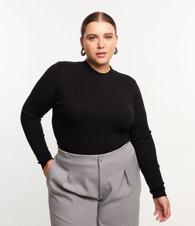 Suéter Slim de Punto Acanalado Curve & Plus Size