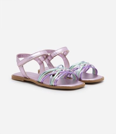 Sandalia Infantil Metalizada con Tiras y Velcro - Talle 20 al 27