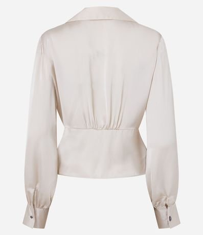 Blusa en Tela Satinada con Transpase Delantero y Lazo Lateral 7