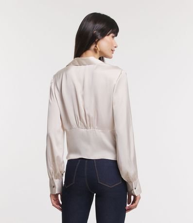 Blusa en Tela Satinada con Transpase Delantero y Lazo Lateral 3