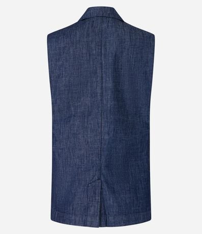 Chaleco Alargado en Jeans con Botón Único en Forma Geométrica 8