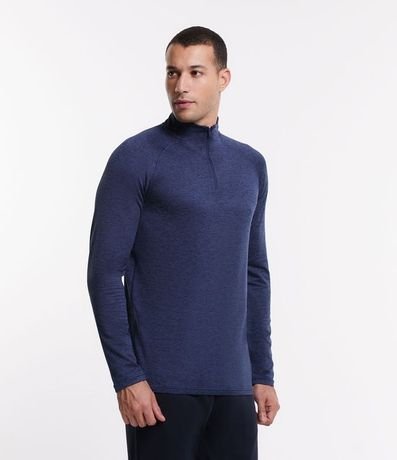 Remera Deportiva Térmica con Cremallera en el Cuello y Recortes
