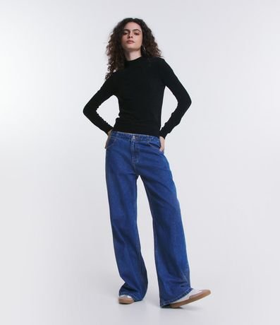 Blusa Manga Larga en Chenille con Cuello Alto 2