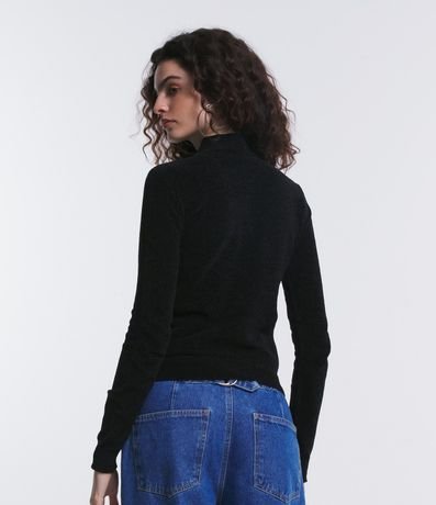 Blusa Manga Larga en Chenille con Cuello Alto 3