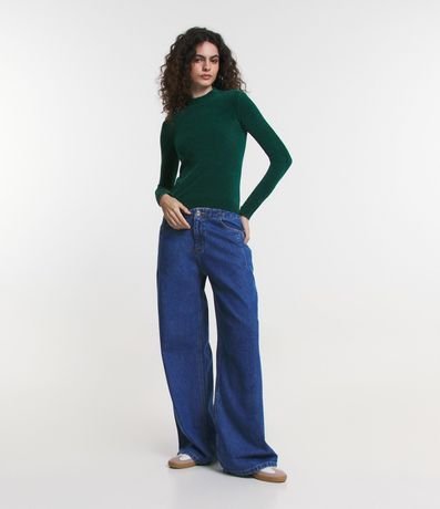 Blusa Manga Larga en Chenille con Cuello Alto 2