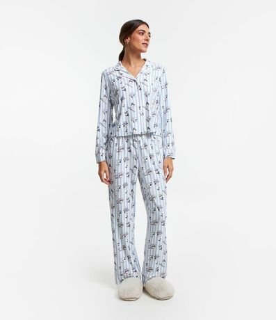 Pijama Americano Largo con Estampado Snoopy y Rayas 1