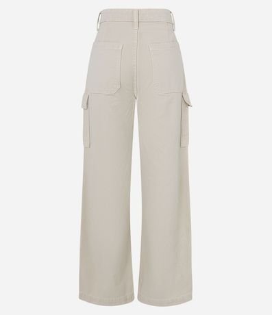 Pantalón Wide Leg Cintura Alta en Sarga con Bolsillos Cargo 8