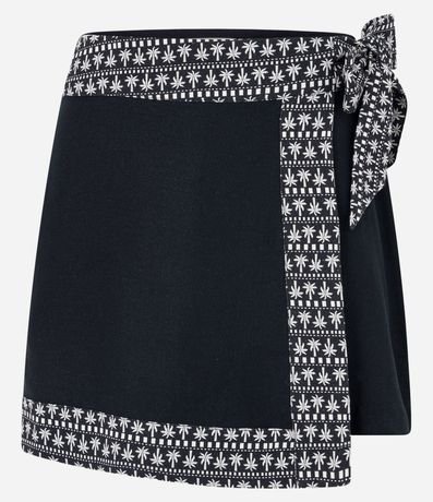 Short Pollera en Lino Traspasado con Lazo Estampa de Cocoteros 5