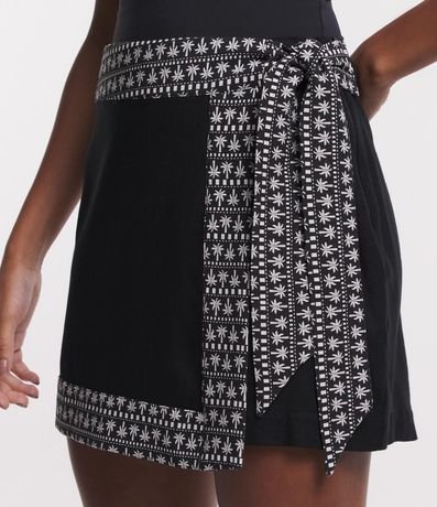 Short Pollera en Lino Traspasado con Lazo Estampa de Cocoteros 4