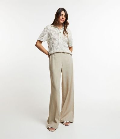 Pantalón Pantalona en Viscolino con Detalle Delantero 1