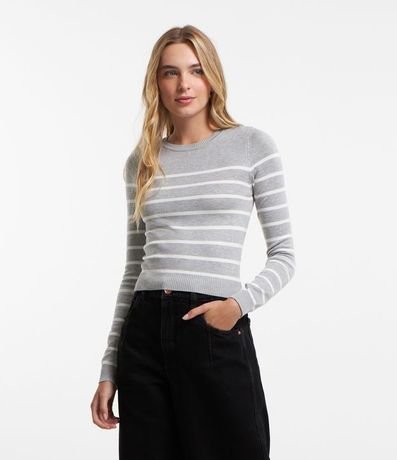 Blusa Manga Larga en Viscosa Rayada