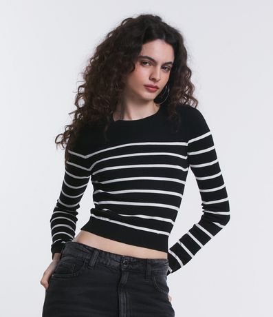 Blusa Manga Larga en Viscosa Rayada Renner