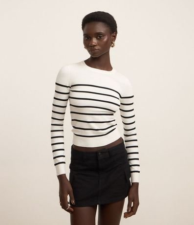 Blusa Manga Larga en Viscosa Rayada