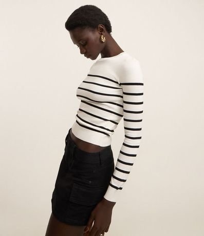 Blusa Manga Larga en Viscosa Rayada 4