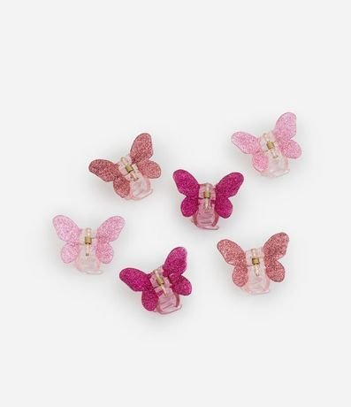 Kit 06 Pinzas para el Pelo Infantis con Formato de Mariposa