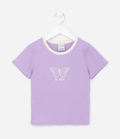 Blusa Infantil Acanalada con Bordado de Mariposa - Talle 5 a 14 años 1