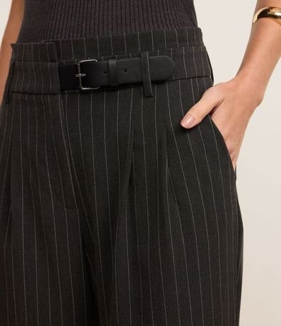 Pantalón Wide Leg Sastrería con Estampa Raya de Tiza y Cinturón 4