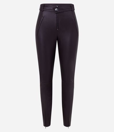 Pantalón Skinny en Material Sintético con Botón en la Cintura y Recortes 6