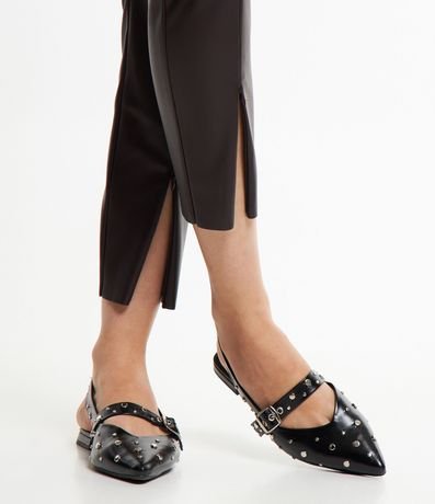 Pantalón Skinny en Material Sintético con Botón en la Cintura y Recortes 5