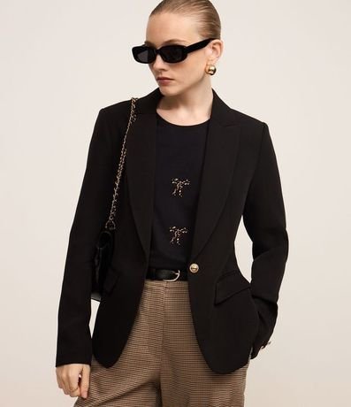 Blazer en Crepé con Botón Solo y Bolsillo con Solapa 1