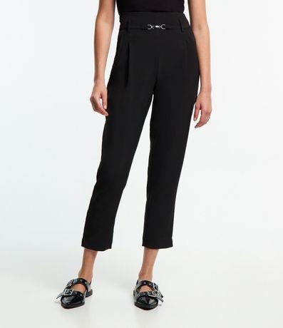 Pantalón Carrot Sastrería con Detalle de Metal en la Cintura 3