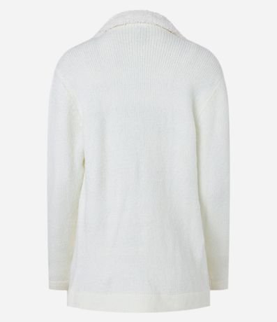 Cardigan Alargado en Punto con Cuello Virada y Forro de Pelos 7