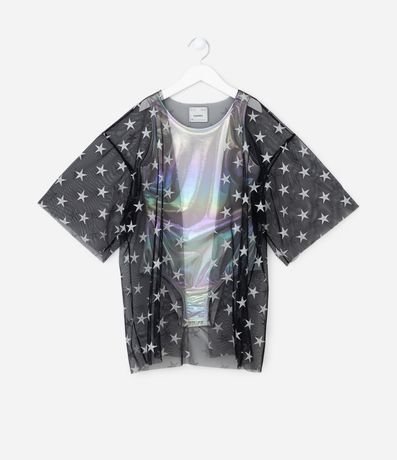 Body Metalizado Infantil con Kimono Estrellado - Talle 5 a 14 años