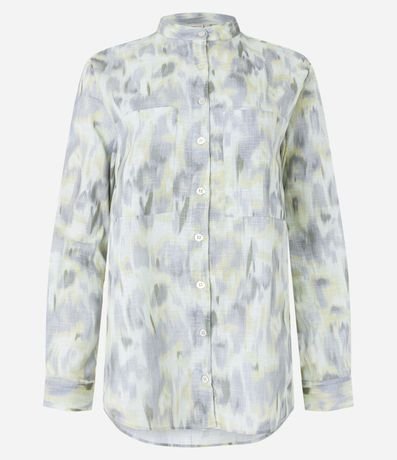 Camisa en Tricolina con Cuello Padre y Estampado Abstracto 1