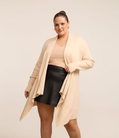 Cardigan Alargado de Punto con Bajo Punta Curve & Plus Size