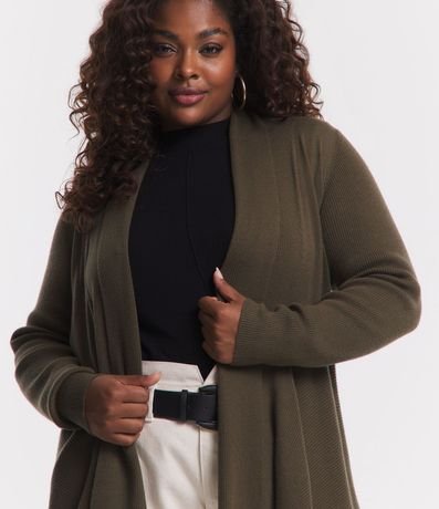 Cardigan Alargado de Punto con Bajo Punta Curve & Plus Size 4
