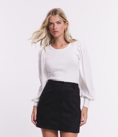 Blusa de Punto con Manga Abullonada y Puño Ancho 1
