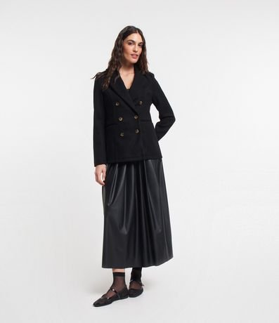 Campera Alargada en Polivelour con Botones y Bolsillos 2