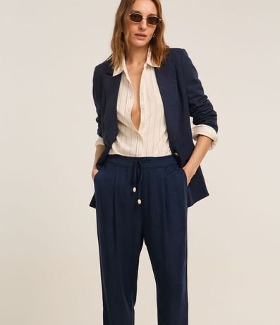 Pantalón Fluído en Viscolino con Cintura Elástica y Lazo 2