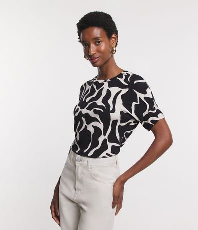 Blusa en Viscosa con Manga Corta y Estampado Abstracto 1