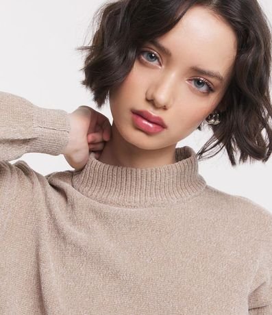 Buzo Suéter en Chenille con Cuello Alto y Ribanas 4