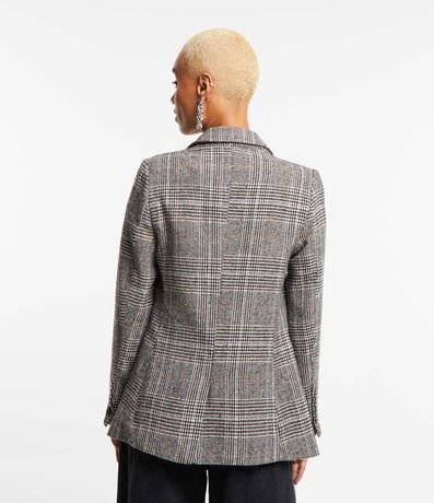 Blazer Alargado en Polivelour de Cuadros con Botones 3