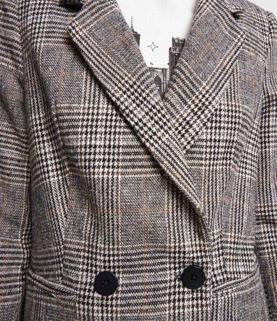 Blazer Alargado en Polivelour de Cuadros con Botones 4