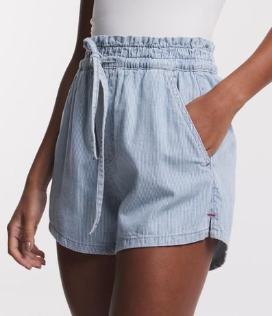 Short Runner en Jeans con Rayas en Hilo Teñido 2