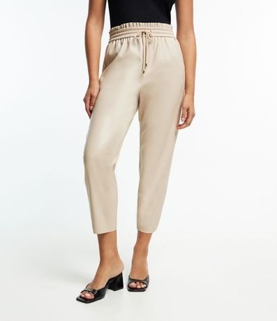 Pantalón Carrot en Material Sintético con Cintura Elastica 3