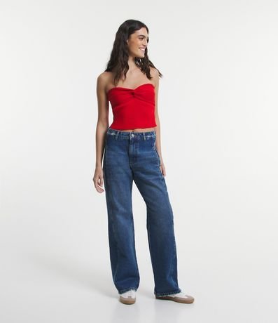 Blusa Cropped de Punto sin Breteles con Busto Retorcido 2