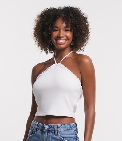Blusa Corta en Media Malla con Espalda Desnuda y Escote Ondulado 1