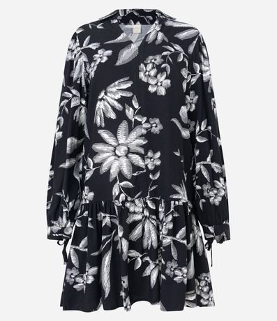 Vestido en Viscosa con Lazo en el Puño y Estampado Floral 5